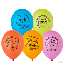 B Шар с рисунком 14" С ДР Котики